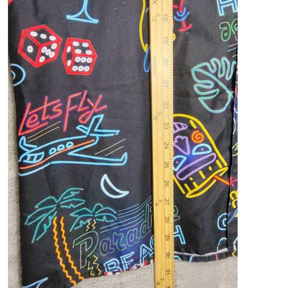 Red Ape MCM Gamble Beach Mens Size Large Neon All Over Print Outfit Set Shorts - Picture 6 of 12